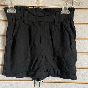 Aeropostale XS Linen Blend Shorts Black Elastic Waist Belt Loops Pockets